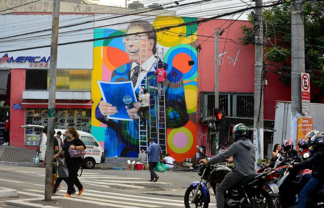 Silvio Santos ganha mural com arte em sua homenagem em Campo Limpo (SP) - Fotos: Francisco Cepeda/Press Brazil/Divulgação