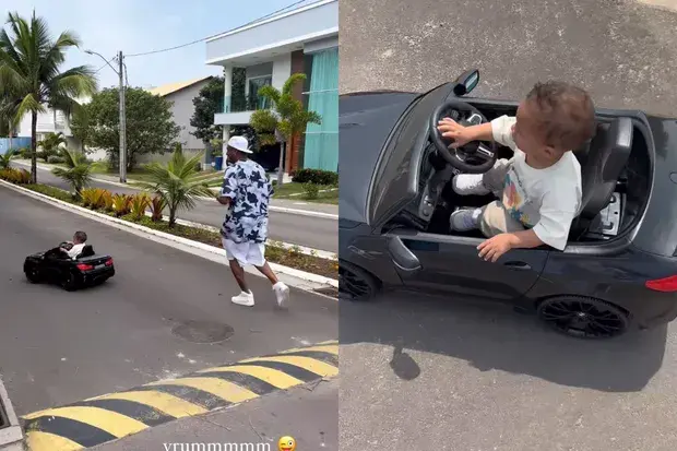 Paulo André mostra filho de 1 ano dirigindo carrinho elétrico de R$ 3 mil - Foto: Reprodução/ Instagram