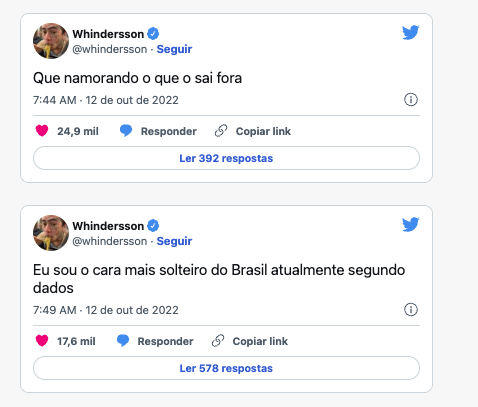 Whindersson Nunes volta a seguir Luísa Sonza nas redes sociais e fãs especulam reconciliação - Foto: Reprodução 