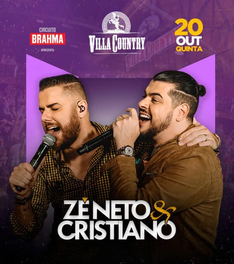 Villa Country Traz Show De Zé Neto E Cristiano Neste Dia 20 De Outubro 2 Zé Neto E Cristiano No Villa Country - Foto: Divulgação