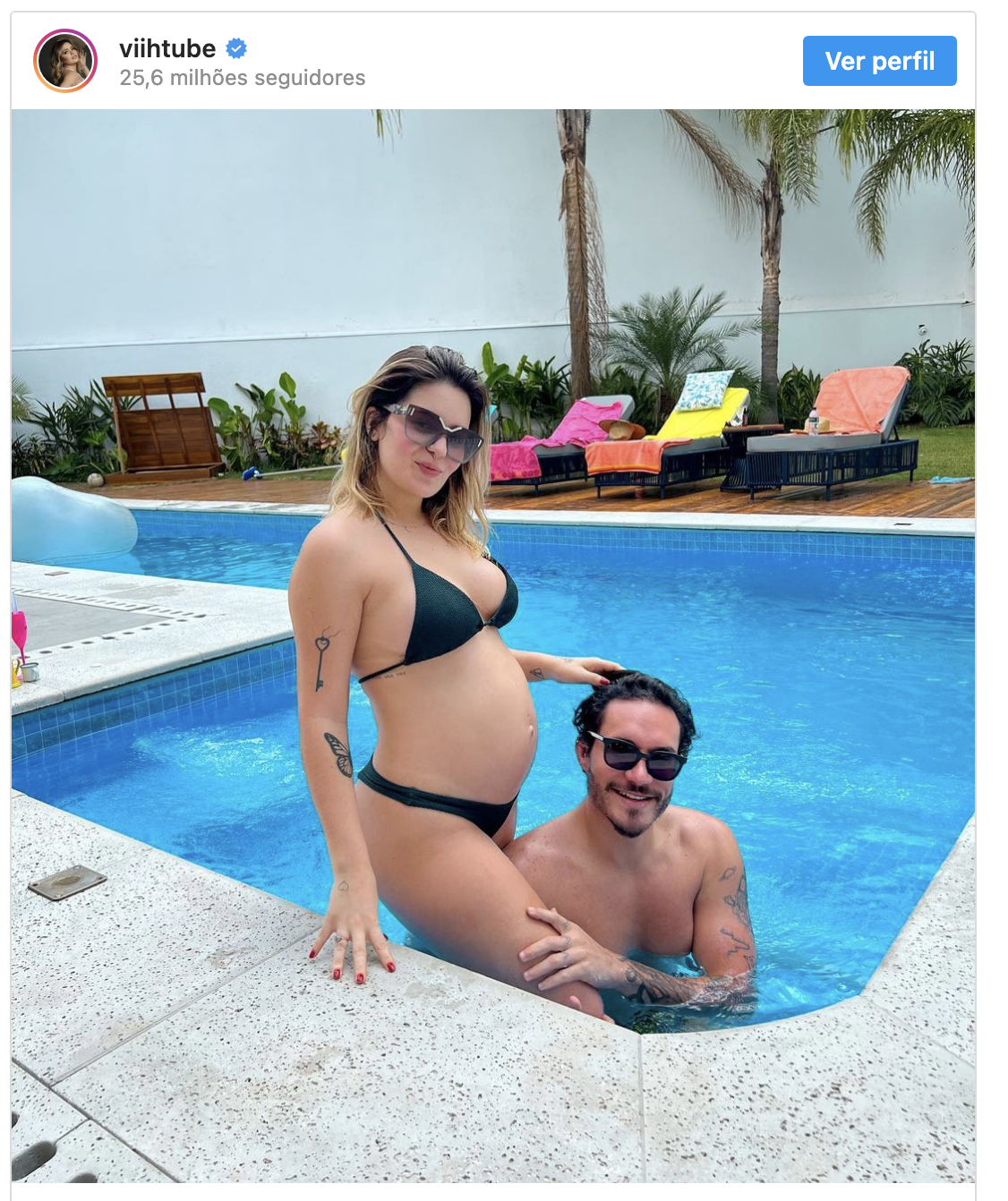 Grávida, Viih Tube encanta ao posar na piscina com Eliezer e exibir o barrigão - Foto: Reprodução / Instagram