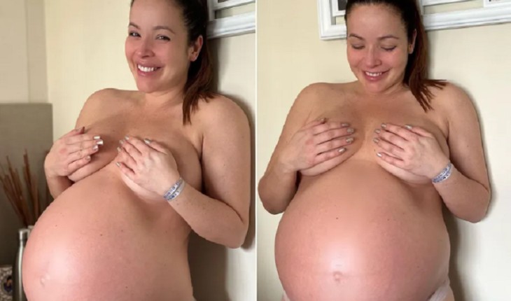 Puérpera, Renata Domingues posta foto da barriga e dispara: 'meu corpo continua grávido'