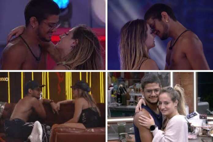 Bruna Griphao e Gabriel Santana se beijam às escondidas em show - Foto: TVGlobo