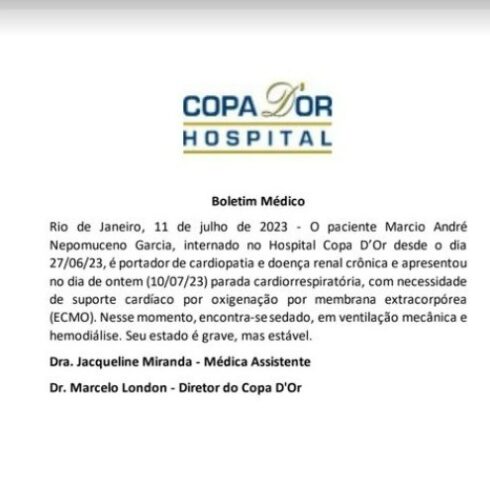 Boletim médico atualiza quadro de saúde de MC Marcinho (Foto: Reprodução/Instagram)