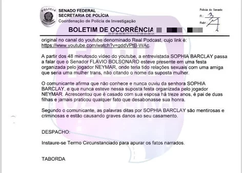 Boletim De Ocorrencia Sophia Barclay E Flavio Bolsonaro 2 Egobrazil