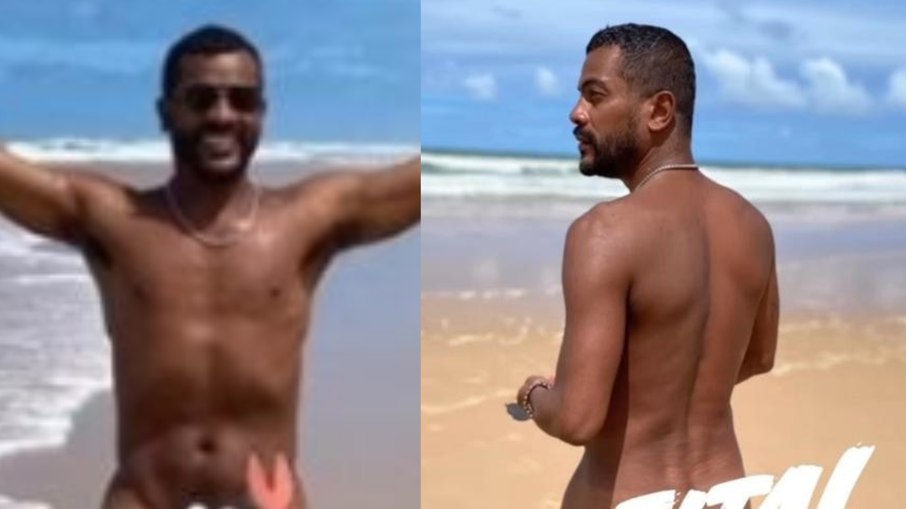 Galã da Globo, Samuel de Assis aparece nu em praia e brinca: 'Flagras'