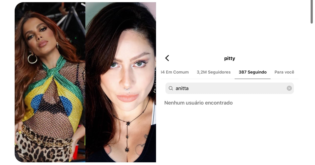 Pitty deixa de seguir Anitta no Instagram um mês após começar a segui-la