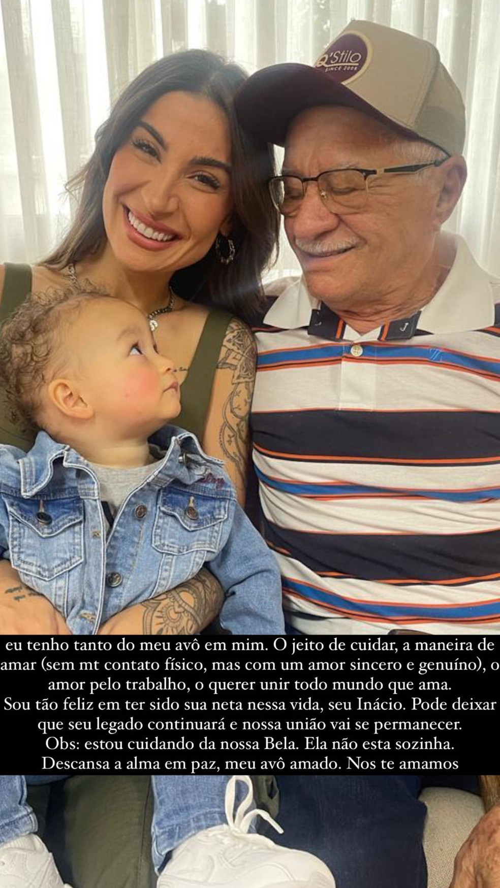 Bianca Andrade revela morte do avô paterno, sr. Inácio — Foto: Instagram