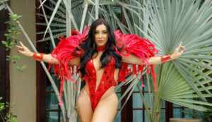 Amanda Fernandes retorna ao Brasil com materiais da sua fantasia do carnaval de 2024