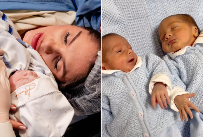 Bárbara Evans e filhos gêmeos — Foto: Reprodução / Instagram