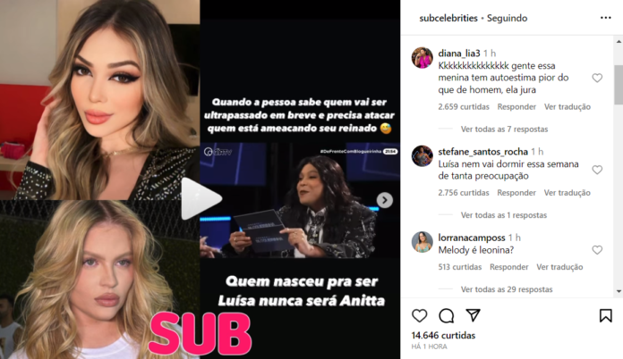 Melody detona Luísa Sonza e diz que cantora é sombra de Anitta | Famosos