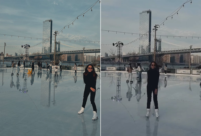 Anitta aproveita folga em Nova York para patinar no gelo