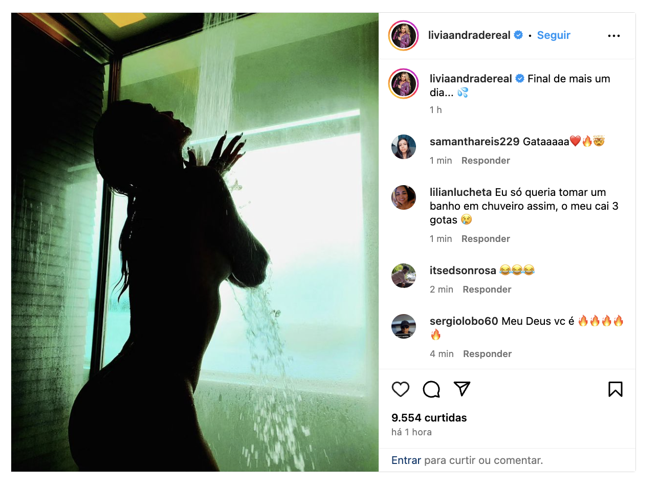 Lívia Andrade para a web ao exibir corpo nu em banho