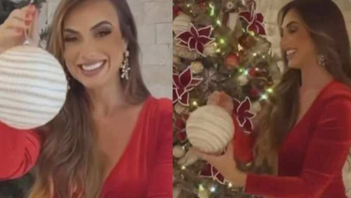 Nicole Bahls monta árvore de Natal luxuosa em mansão