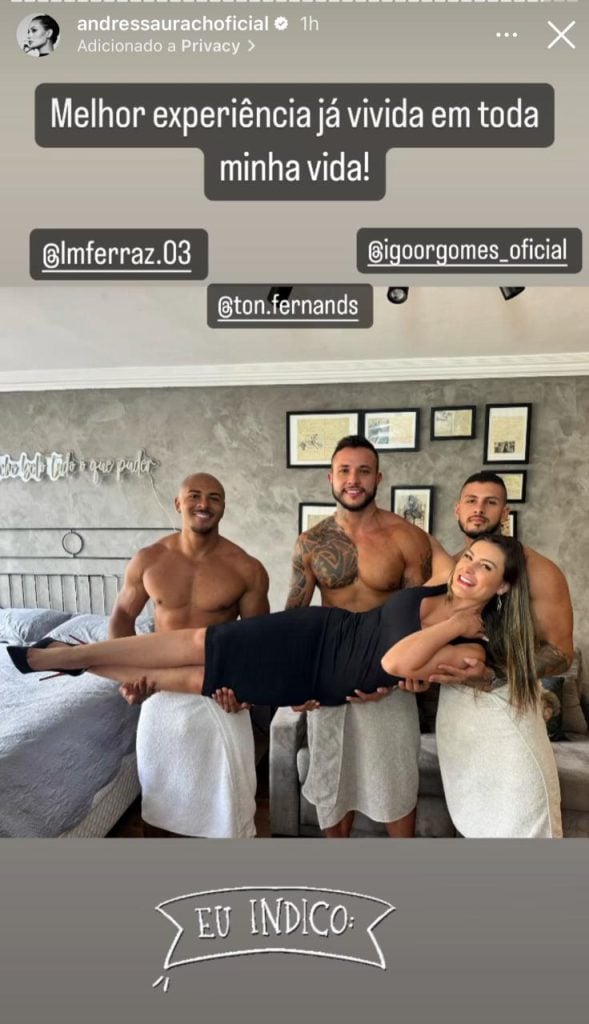 Andressa Urach Grava Cena Com Três Homens (Reprodução/Instagram)