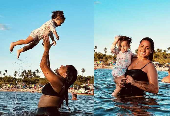 MC Loma encanta ao abrir álbum de fotos na praia com a filha, Melanie