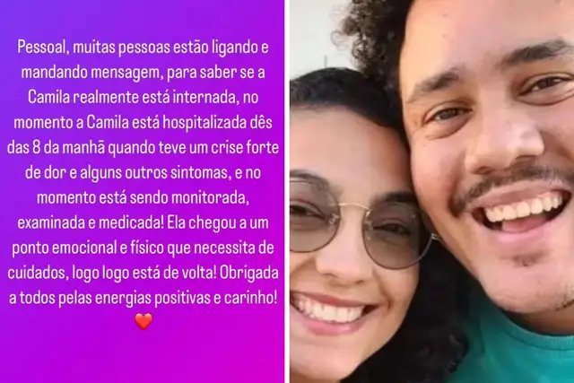 Camila Moura, esposa de Lucas Buda, está internada