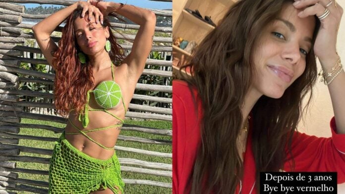Anitta deixa o ruivo para trás e exibe novo visual nas redes sociais! Veja o antes e o depois