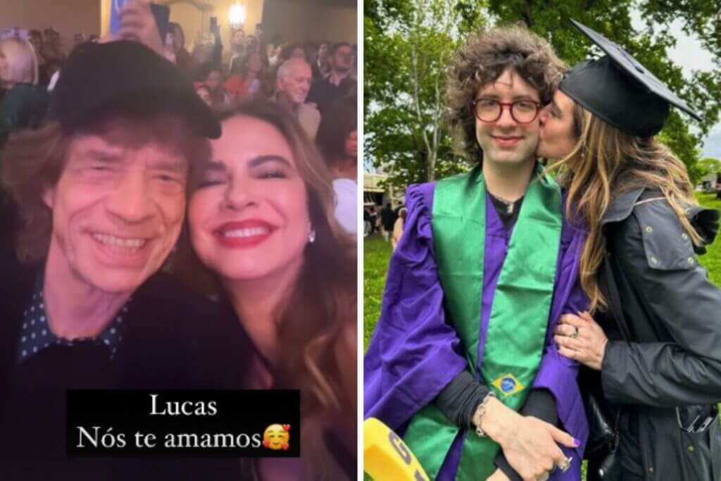 Luciana Gimenez ao lado de Mick Jagger e do filho Lucas - Foto: Instagram