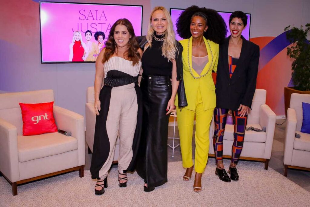 Tati Machado, Eliana, Rita Batista e Bela Gil na coletiva do Saia Justa