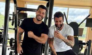 “Treinão sertanejo”: Murilo Huff e Gusttavo Lima posam juntos em academia
