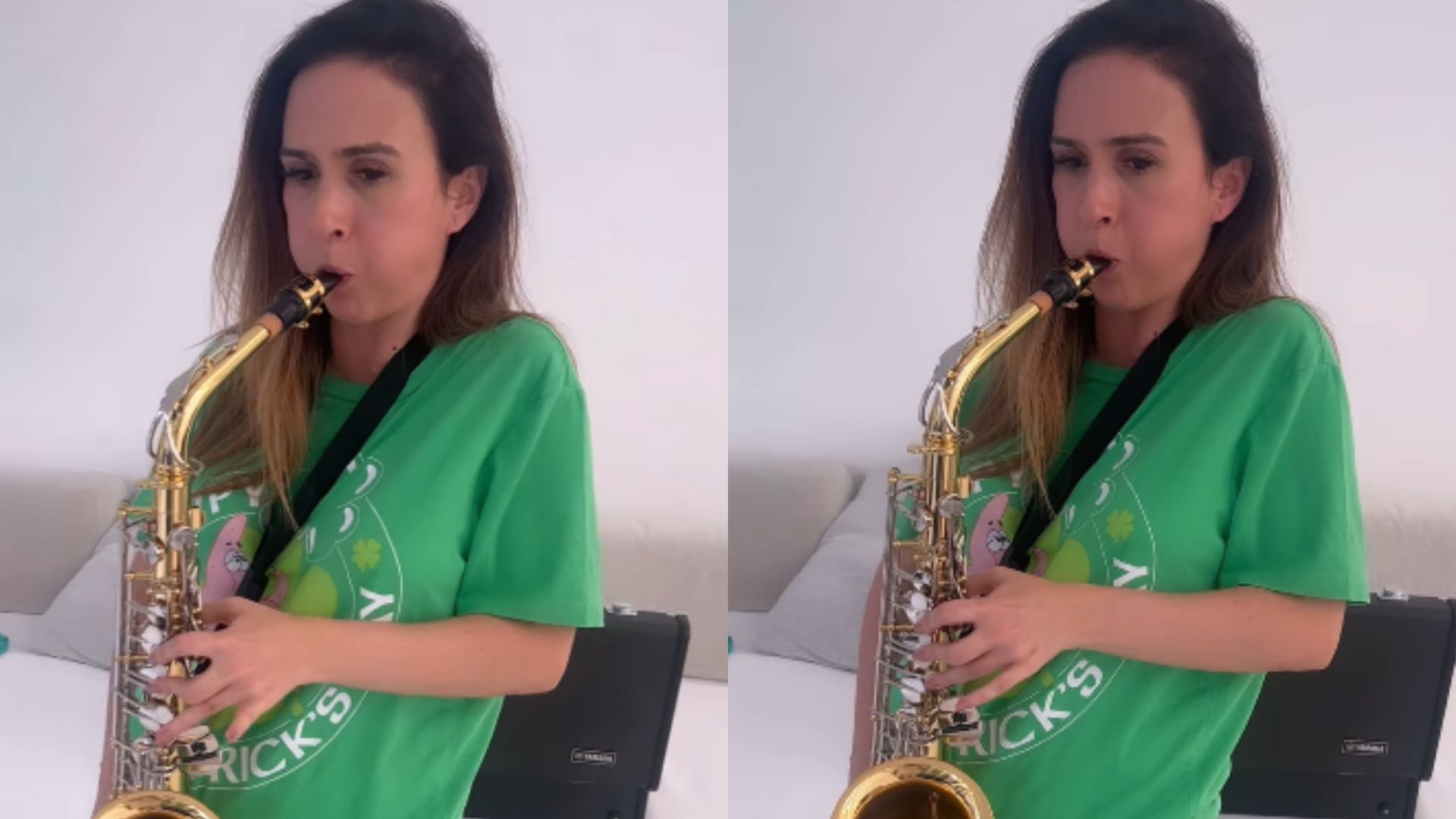 Tatá Werneck tem primeira aula de saxofone e resultado anima: 