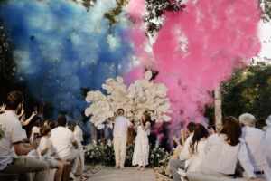 Julliany Souza e Léo Brandão celebram chá revelação dos gêmeos