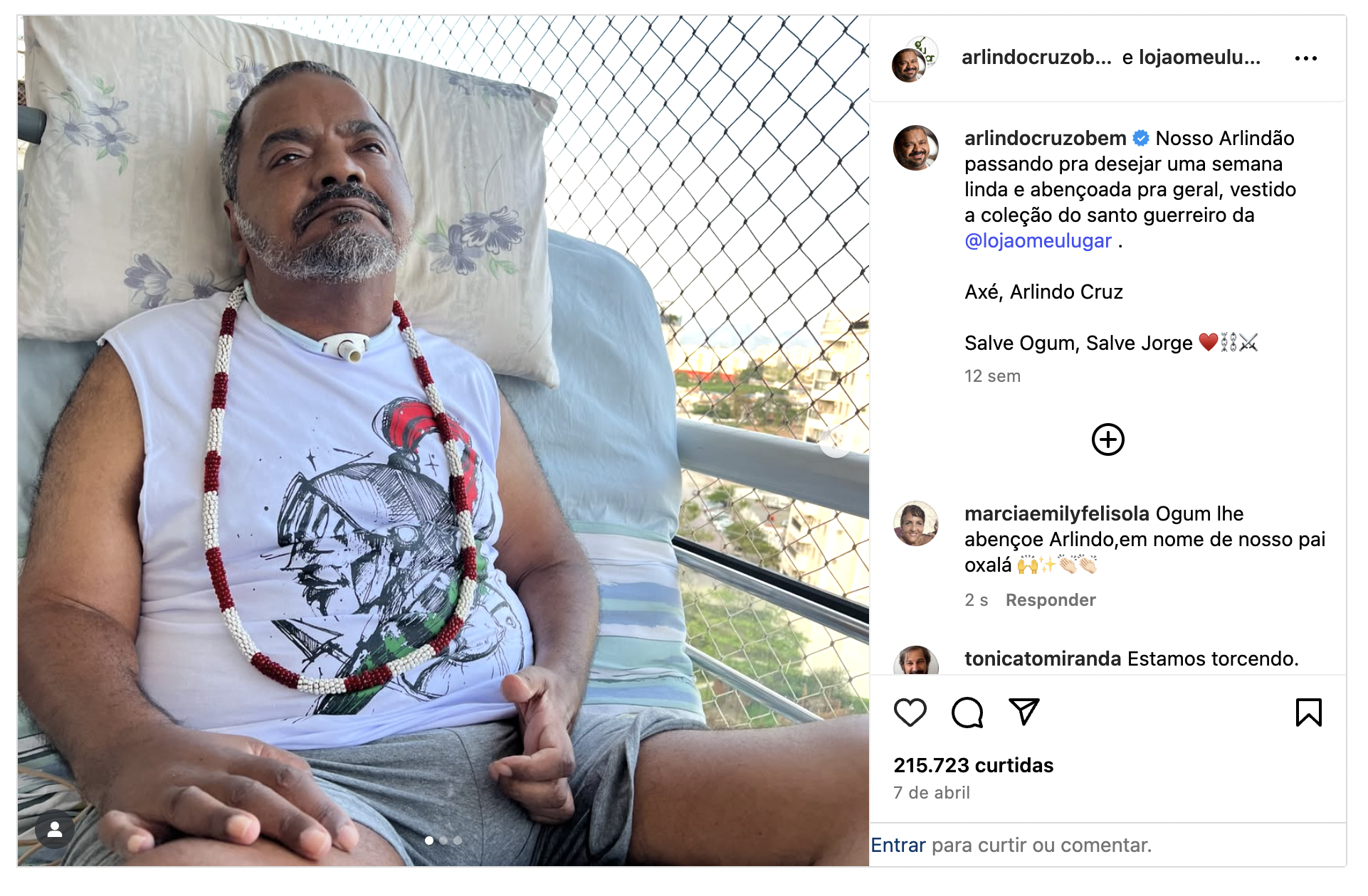 Babi Cruz atualiza estado de saúde de Arlindo Cruz: “Ele continua lutando” 11 Arlindo Cruz