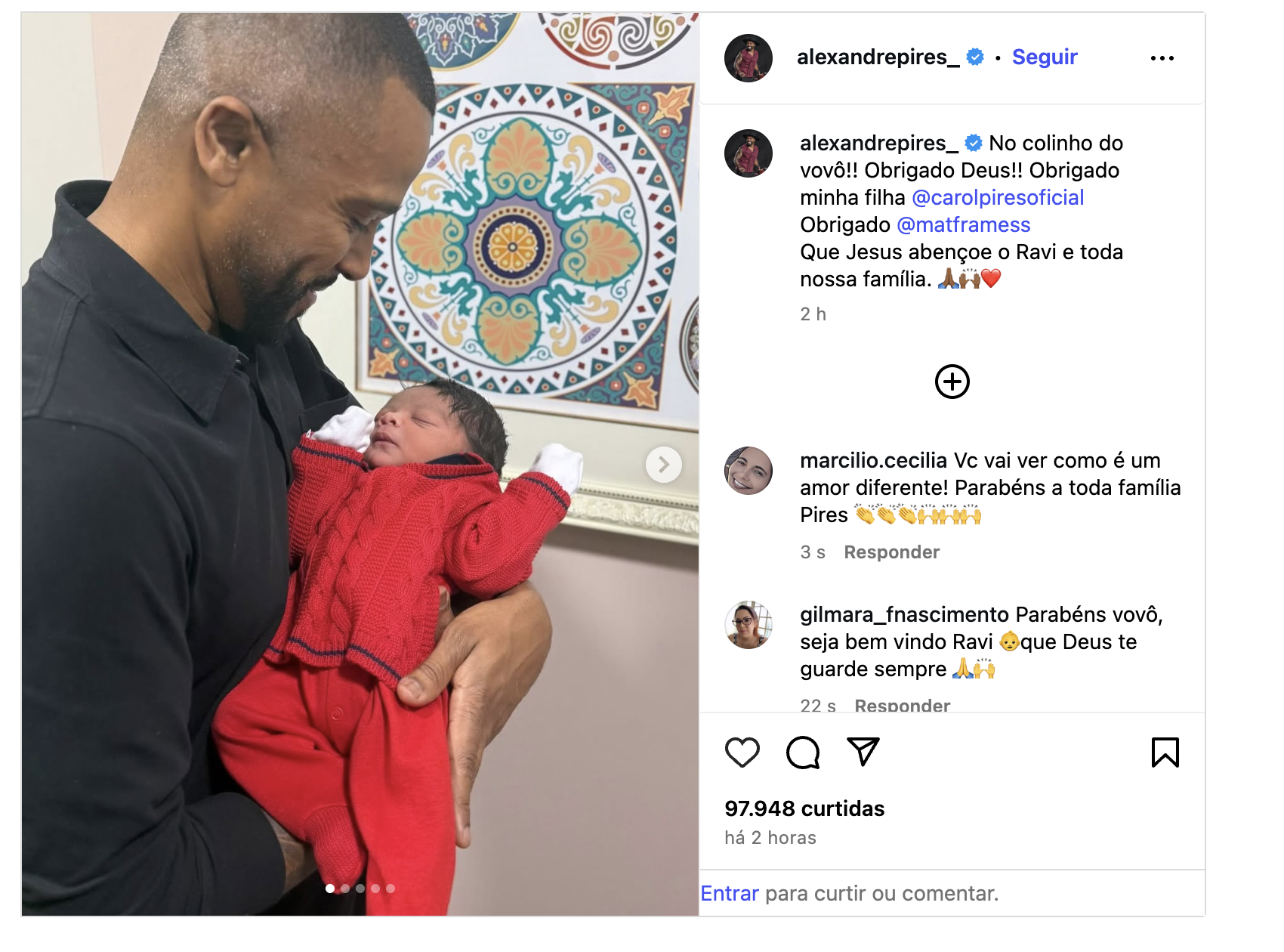 Alexandre Pires celebra chegada do primeiro neto: “No colinho do vovô!” 11 Captura de Tela 2025 07 23 as 17.19.46