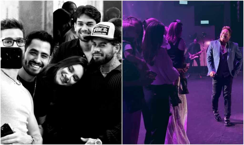 Família prestigia Leonardo em show histórico em Goiânia Leonardo faz show em Goiânia e é prestigiado por filhos, netos e caçula de Leandro