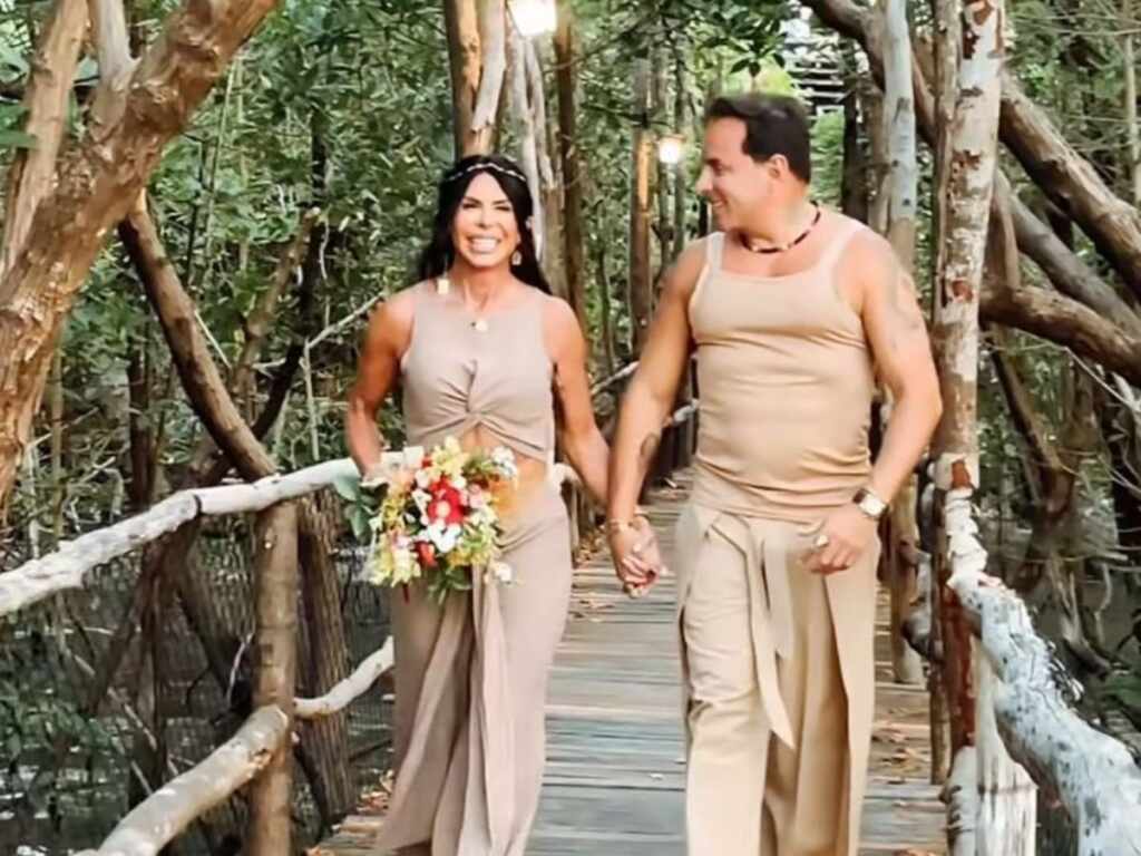 Gretchen e Esdras de Souza renovam votos em cerimônia romântica à beira-mar no Pará Reprodução / Instagram: @mariagretchen