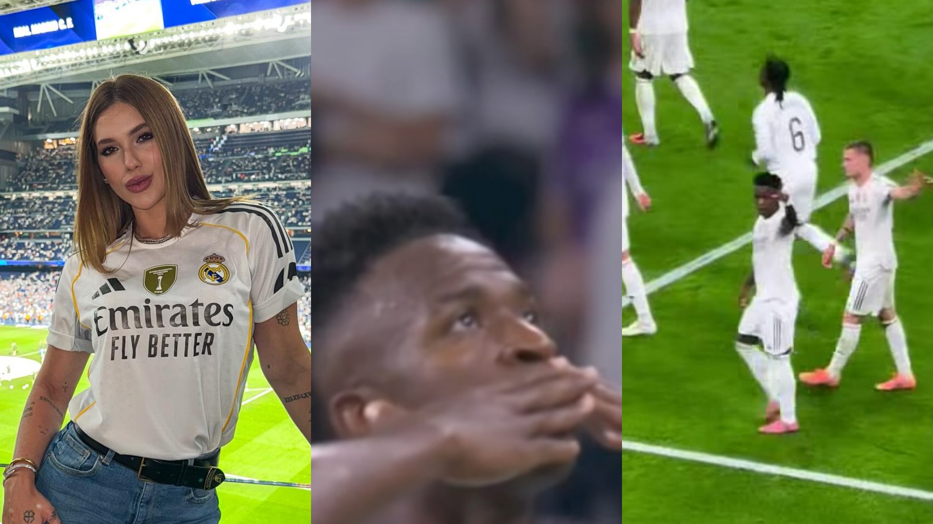 Vini Jr. marca gol em jogo com presença de Virginia Fonseca e manda beijo para a câmera