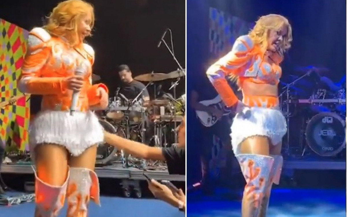 Joelma interrompeu apresentação em Belém para reagir a toque indevido de fã — Foto: Reprodução X