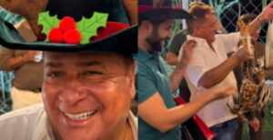 Leonardo ganha galinha viva e saco de pequi no Natal e reage com bom humor