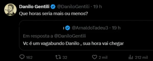 Danilo Gentili não fica calado após ser chamado de vagabundo nas redes sociais