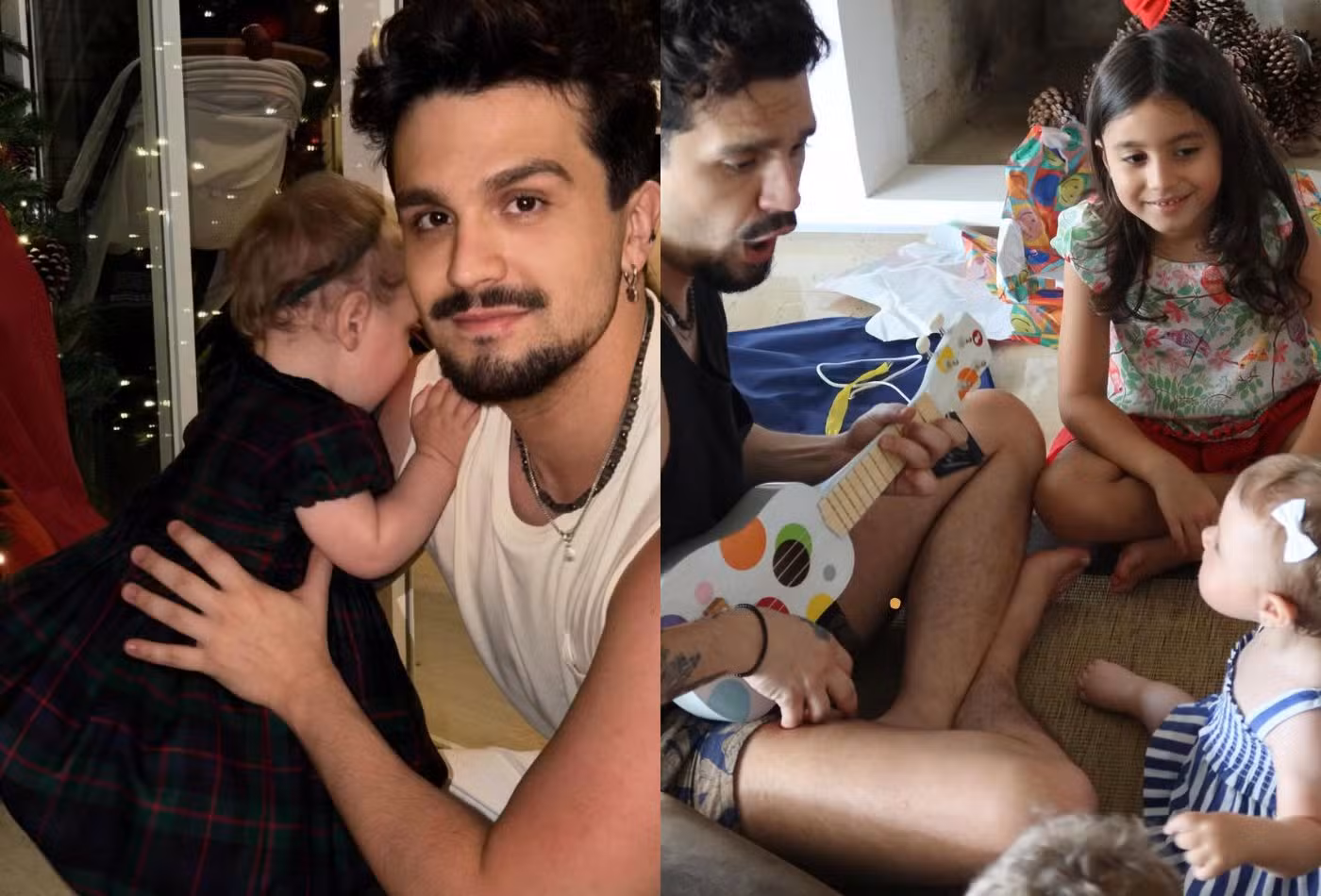 Luan Santana encanta ao compartilhar cliques de Natal com a filha, Serena, pela primeira vez