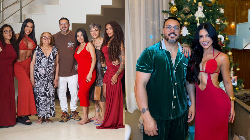 Gracyanne Barbosa passa Natal ao lado de Belo e família após divórcio oficial belo gracyanne rayane natal