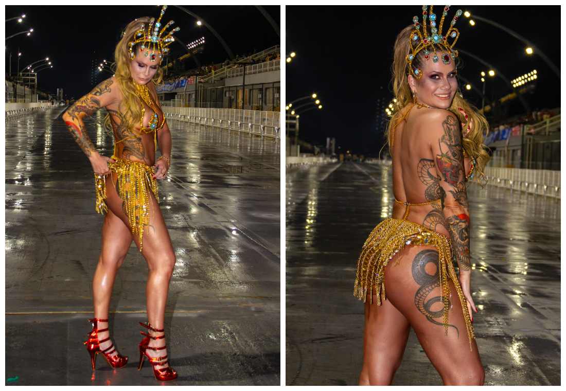 Isis Camargo faz da chuva um manifesto de amor ao carnaval no ensaio técnico do Tucuruvi 18 Isis Camargo - Crédito das Fotos Roberto Batista e Renato Cipriano / Zuleika Ferreira - Divulgação