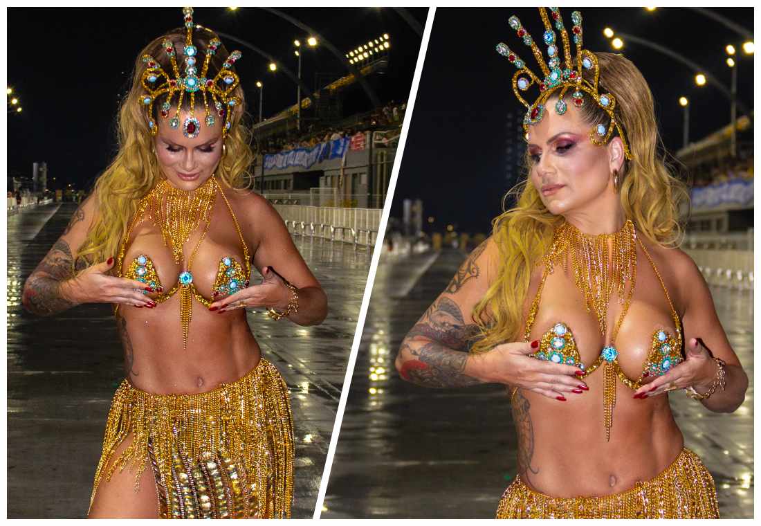 Isis Camargo faz da chuva um manifesto de amor ao carnaval no ensaio técnico do Tucuruvi 19 Isis Camargo - Crédito da Foto: Roberto Batista e Renato Cipriano / Zuleika Ferreira - Divulgação