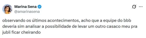 Marina Sena reage a polêmica no BBB 26 e pede eliminação de Pedro 20 BBB 26 Marina Sena reage apos Pedro sujar casaco dela