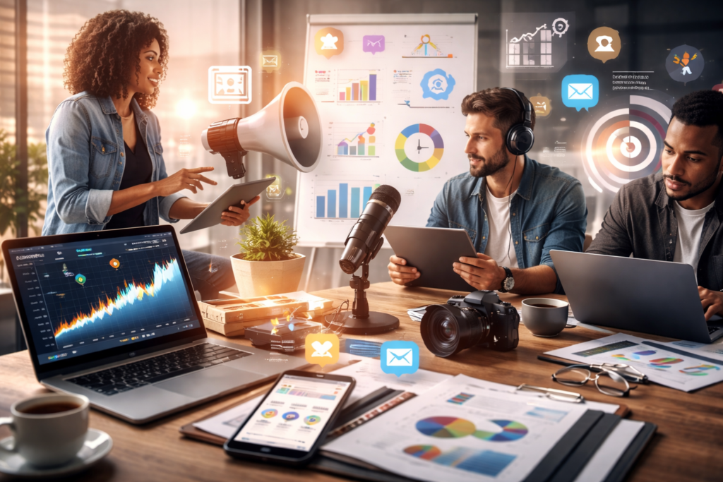 Agência DMJ Pró reforça a importância da comunicação estratégica no ambiente digital atual ChatGPT Image 13 de jan. de 2026 09 48 14