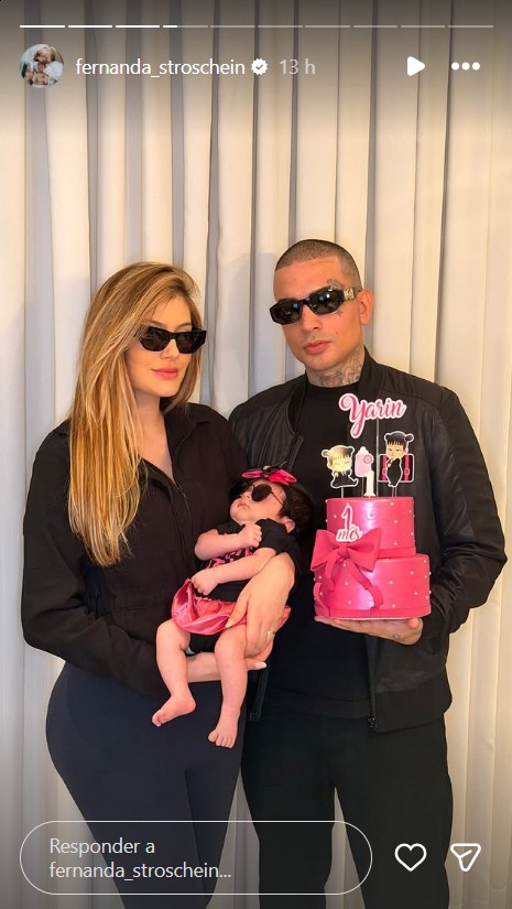 MC Guimê e Fernanda celebram 1º mês da filha - Foto: Reprodução/Instagram @fernanda_stroschein