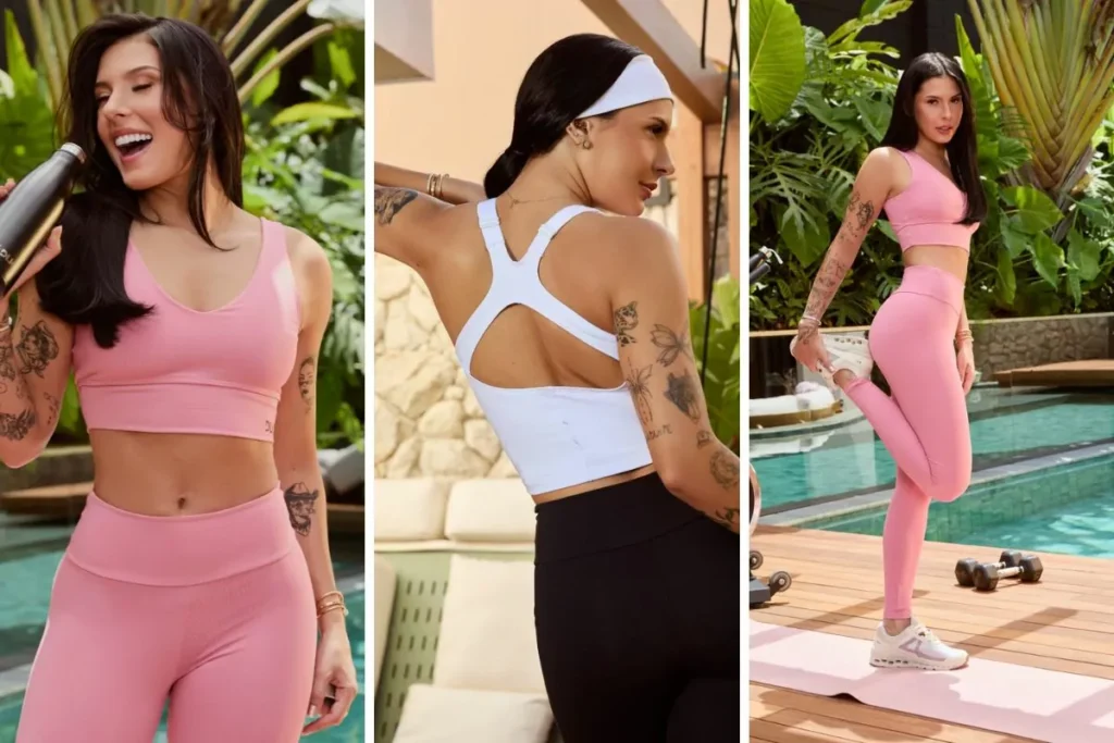 Ana Castela mostra elasticidade em campanha de moda fitness Fotos: Rafael Manson/ Divulgação