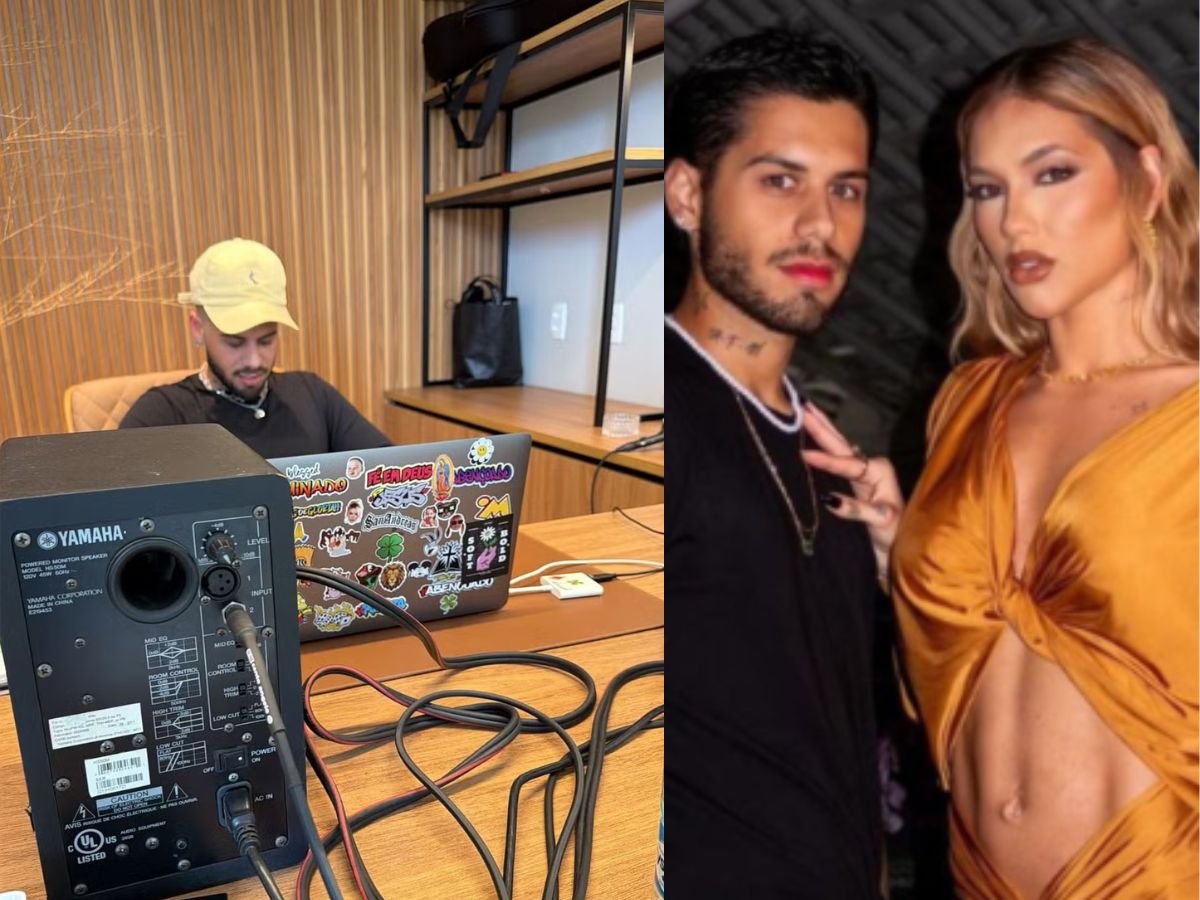 Zé Felipe chama atenção ao surgir com adesivo de Virginia Fonseca em notebook