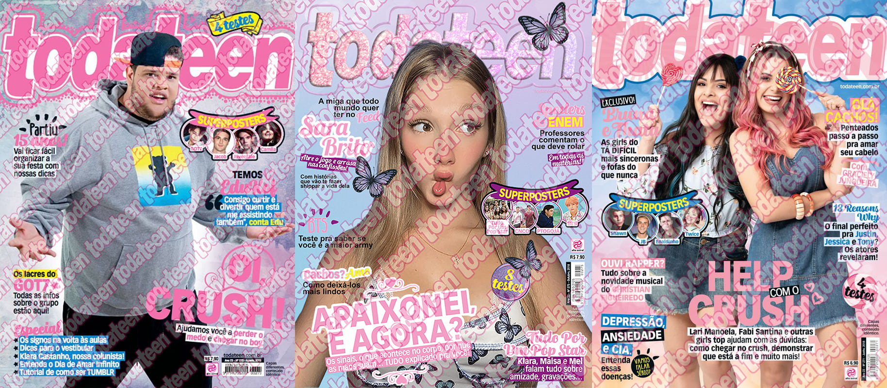 Crédito da imagem: Capas da revista Todateen (Reprodução ) com EduKof @edukof, Sara Brito @abarbiedojob, Bruna Unzueta @boounzueta e Tata Estaniecki @tata (Esquerda para direita, respectivamente).