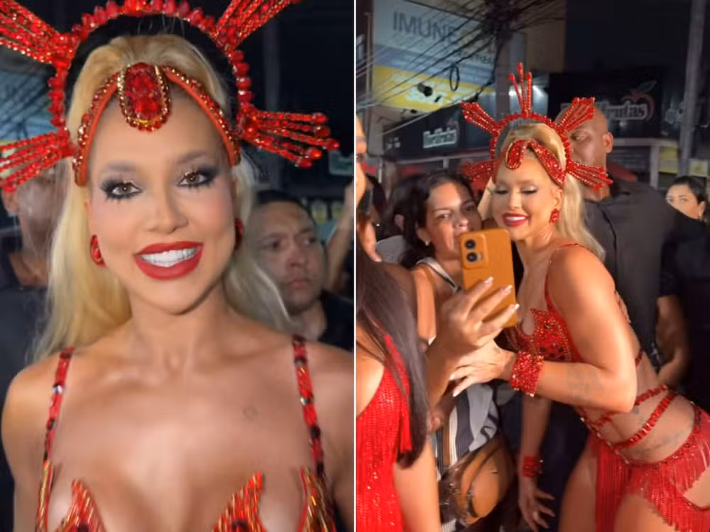 Virginia Fonseca cruza Europa e Brasil e marca presença em ensaio decisivo da Grande Rio