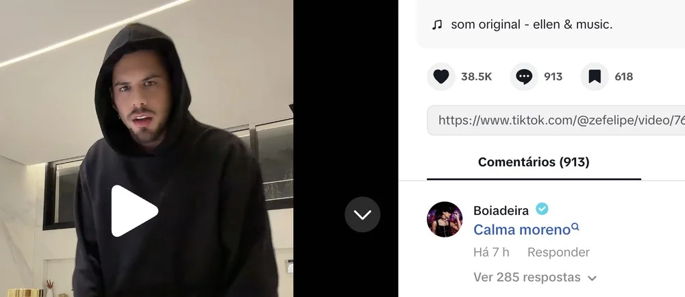 Comentário de Ana Castela em post de Zé Felipe agita web após término