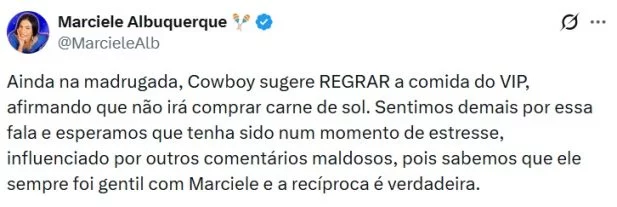 BBB 26: Cowboy toma decisão após reclamar sobre Marciele 'comer demais', e equipe da sister se pronuncia; assista
