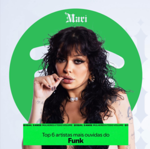 MC Mari entra no Top 6 feminino do funk no Spotify e reforça força das mulheres no gênero
