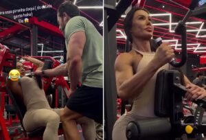 Gracyanne Barbosa treina com namorado e exibe sintonia na academia